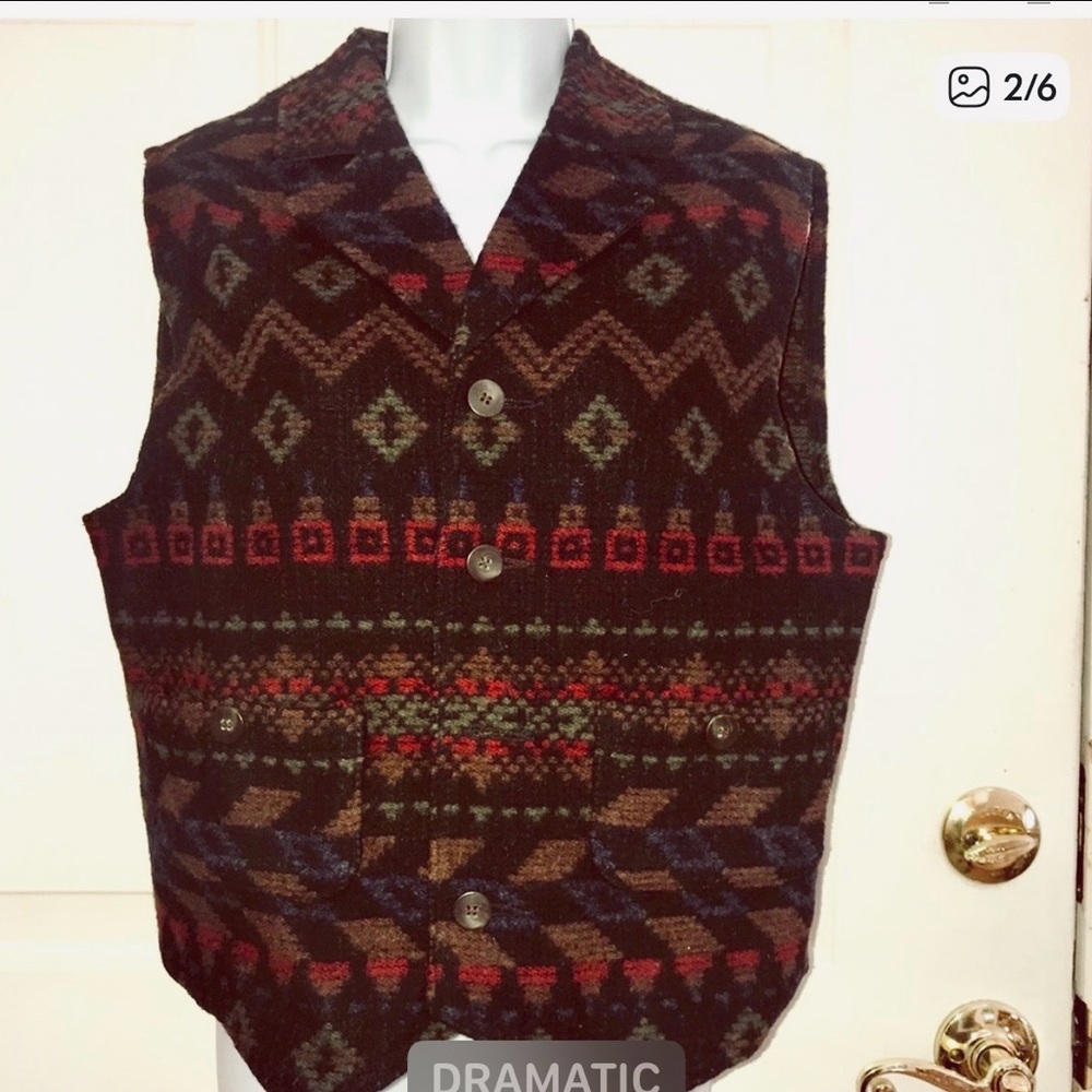 S Vintage  Woolrich South Western USA Wool vest stock show
